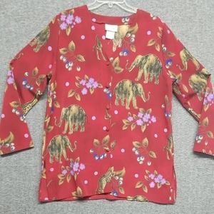 Women's Caribbean Traders Long  Sleeve Animal Print Top Size Large
